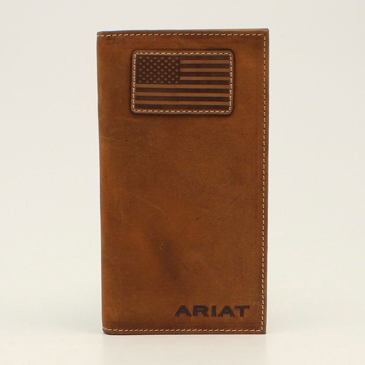 Ariat Brown Flag Patch Rodeo Wallet