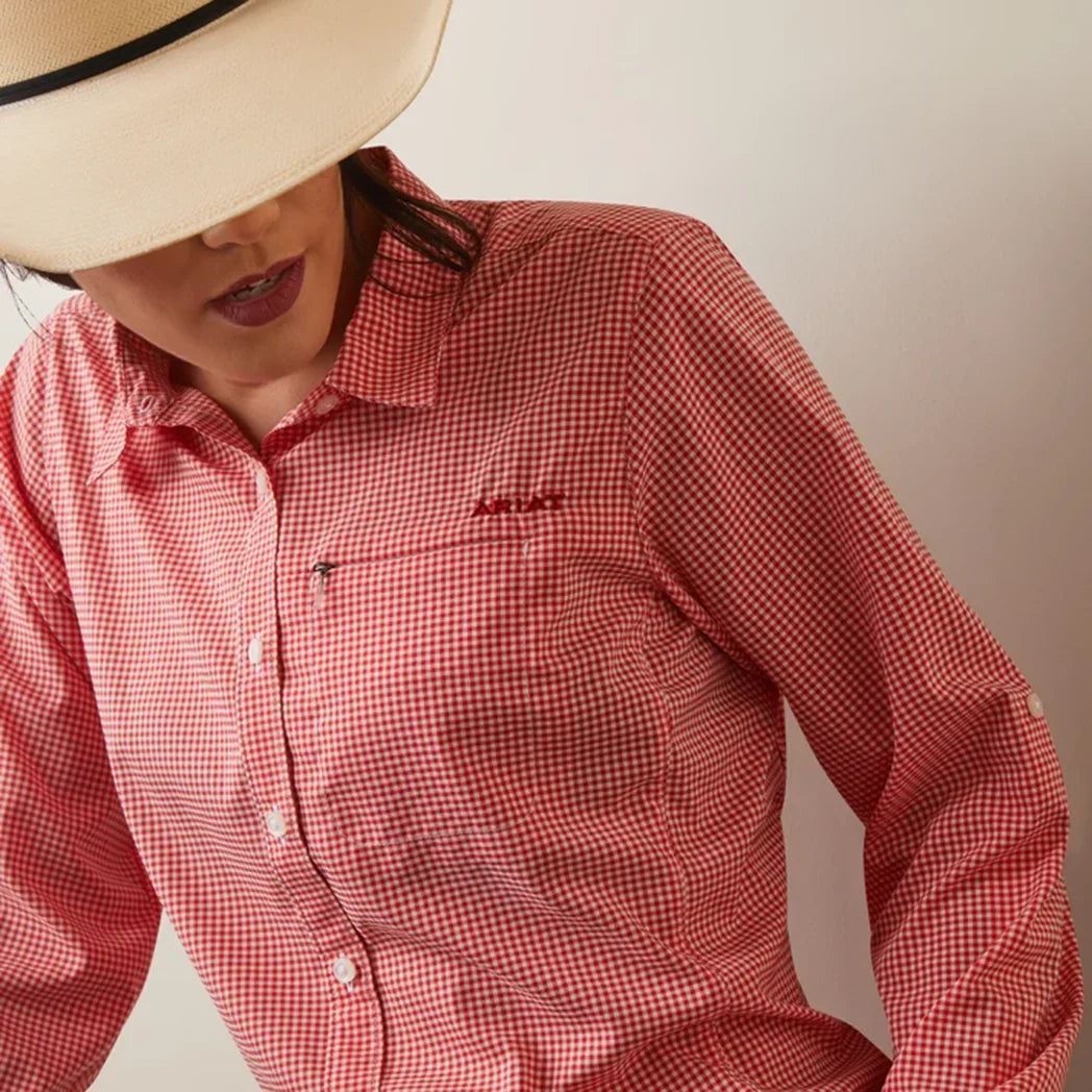 Ariat Women's Vent Tek Long Sleeve Shirt Aura Orange/White Check