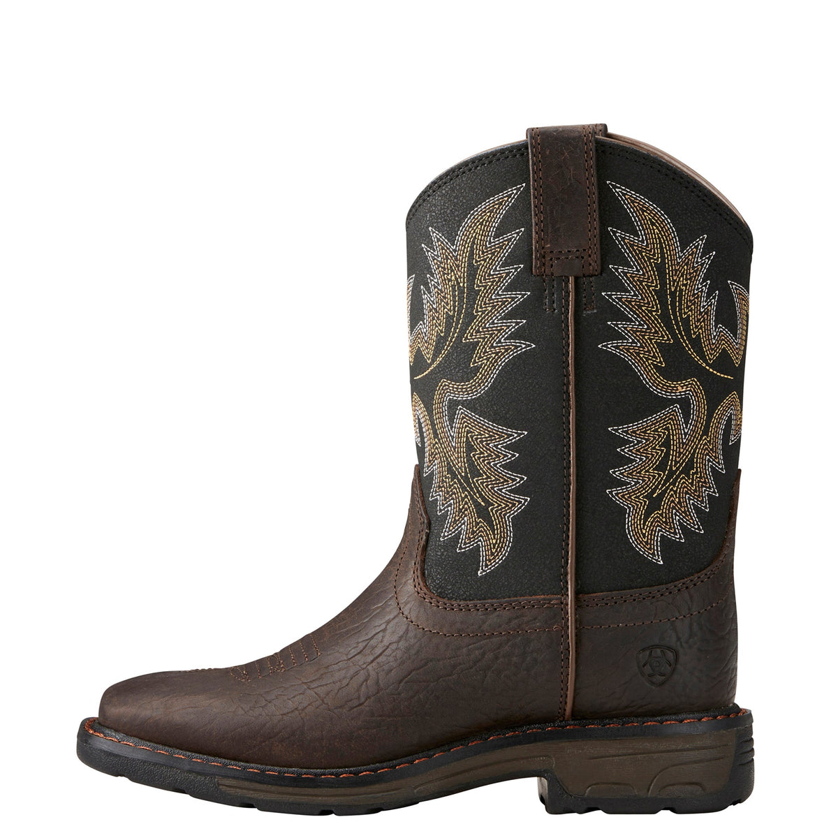  Ariat Kid's Brown And Black Workhog Square Toe Boot