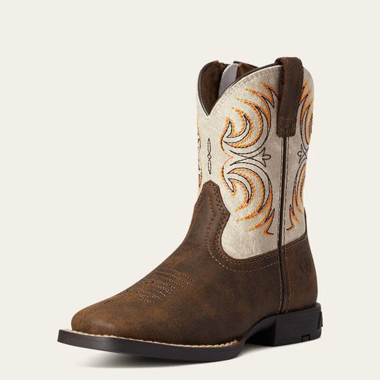  Ariat Youth Storm Antique Brown/Distressed White Western Boots