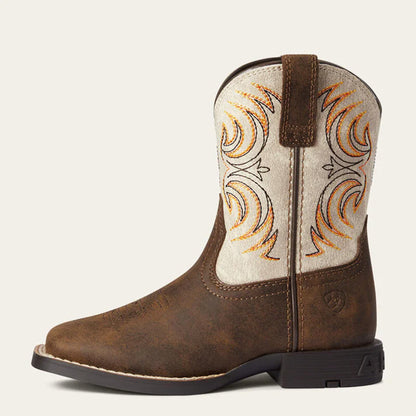  Ariat Youth Storm Antique Brown/Distressed White Western Boots
