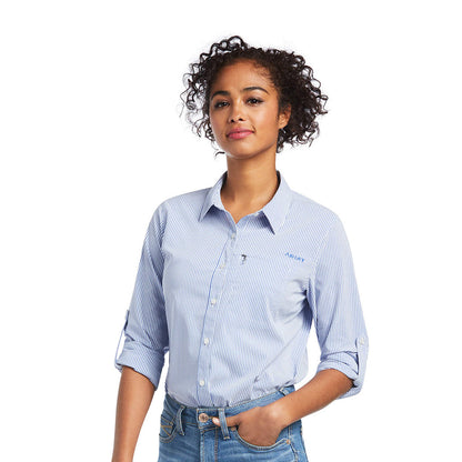  Ariat Women's Blue And White Striped VentTEK Long Sleeve