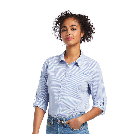  Ariat Women's Blue And White Striped VentTEK Long Sleeve