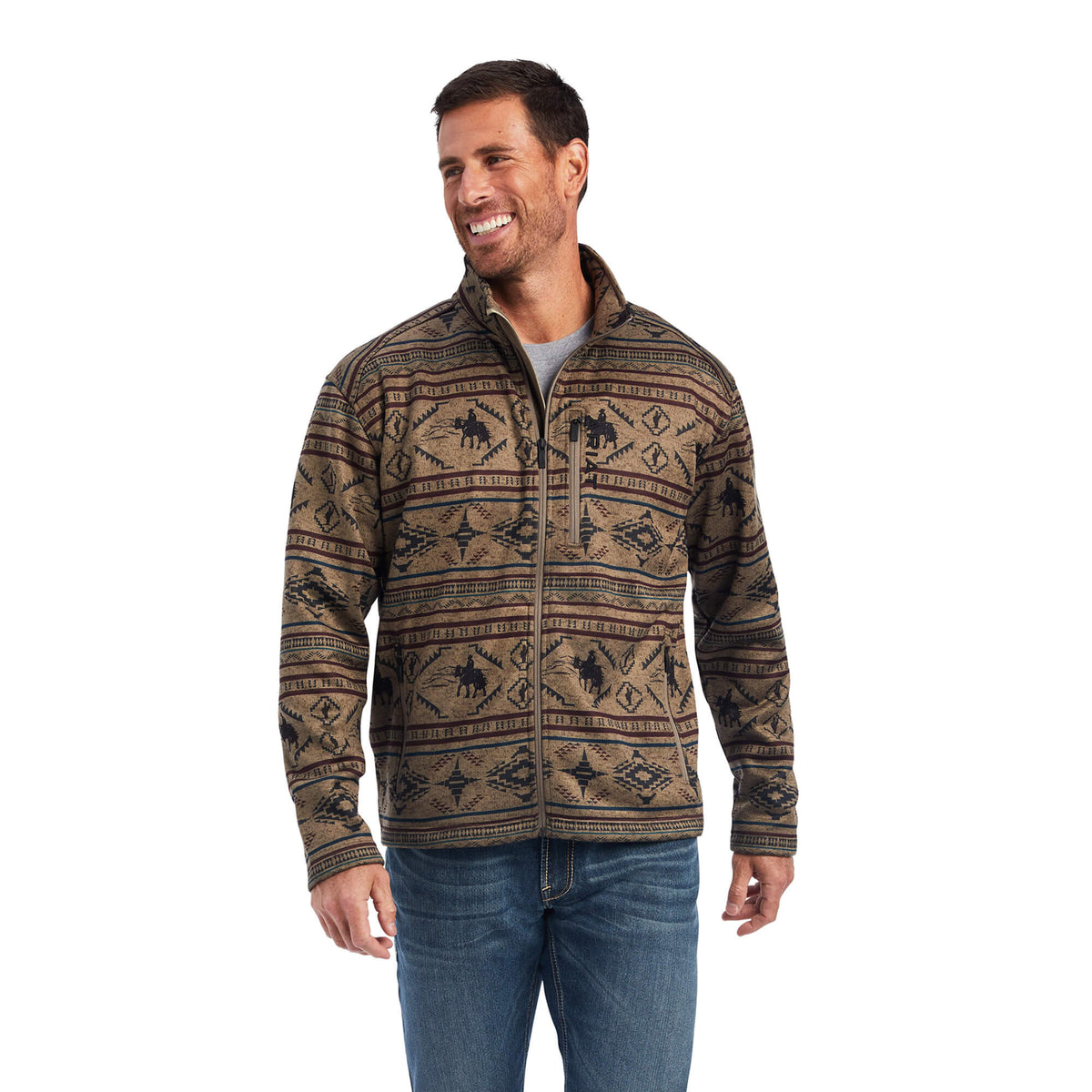  Ariat Brown Southwest Zip Sweater
