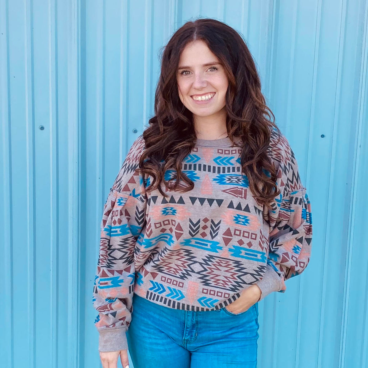  Ariat Women's Natural Aztec Vista Sweatshirt