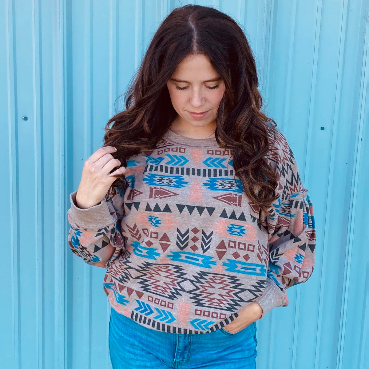  Ariat Women's Natural Aztec Vista Sweatshirt