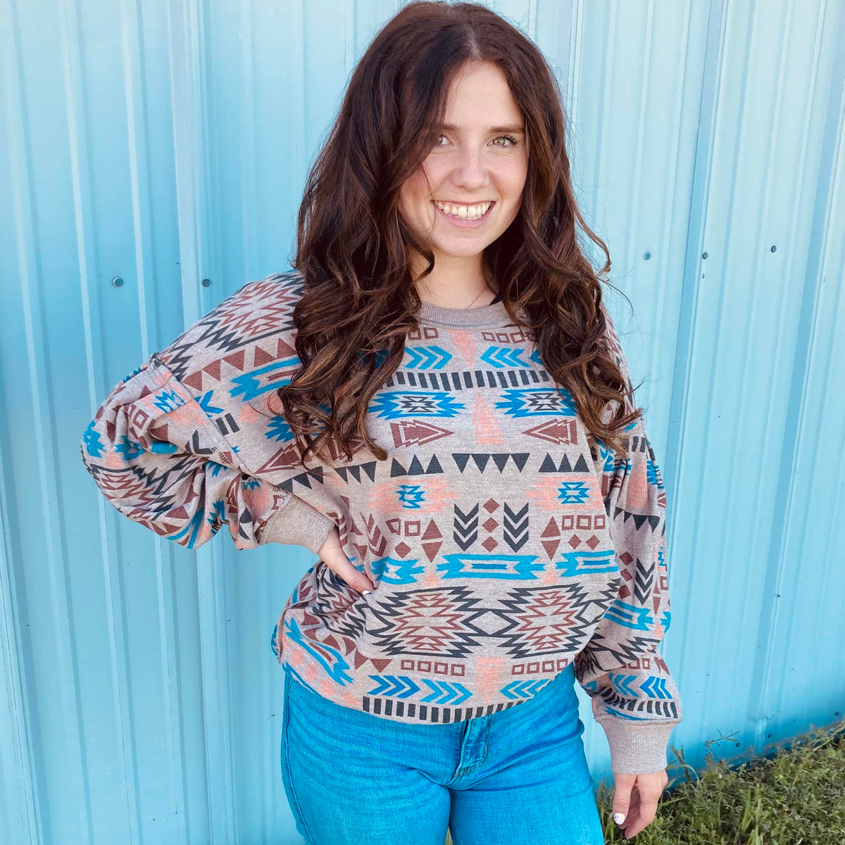  Ariat Women's Natural Aztec Vista Sweatshirt