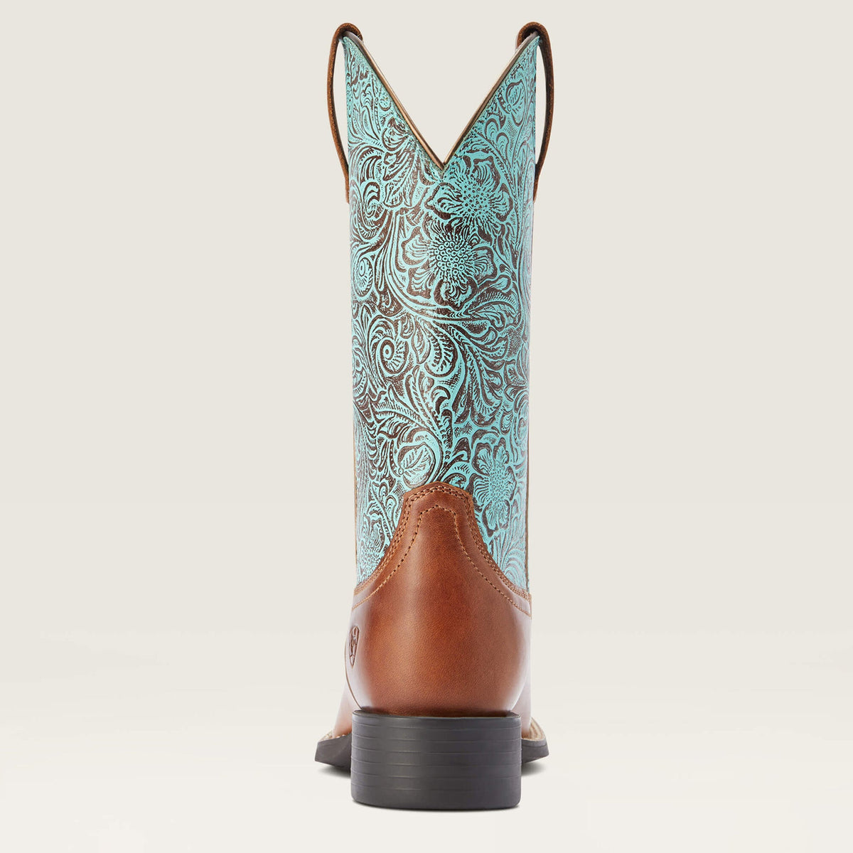  Ariat Women's Round Up Brown/Turquoise Square Toe Boots