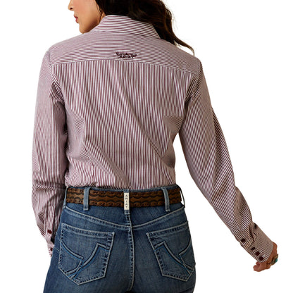  Ariat Women's Burgundy And White Stripe Shirt