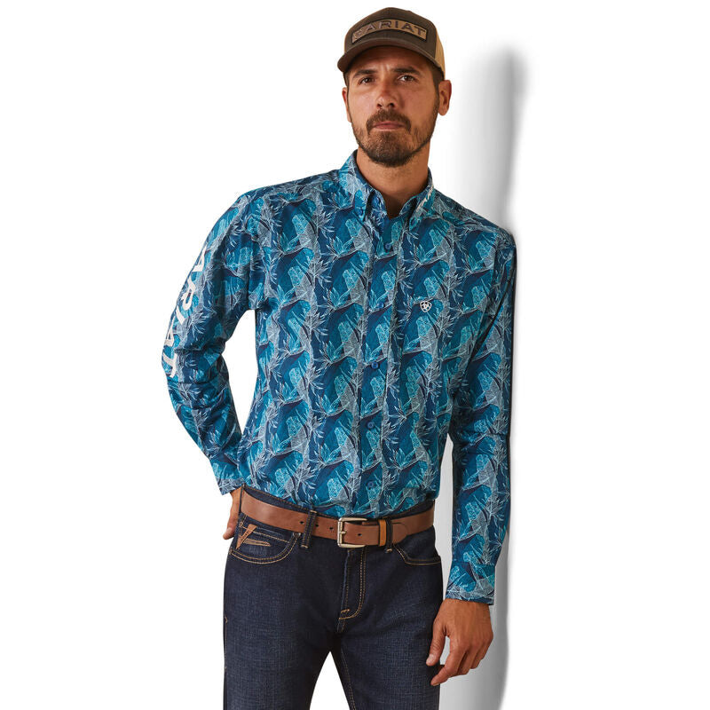  Ariat Men's Teal Team Hugh Shirt