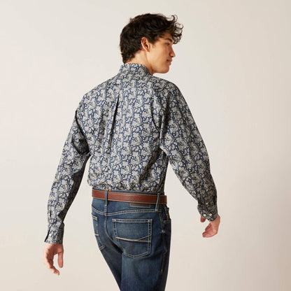  Ariat Men's Kohen Blue & Grey Paisley Shirt