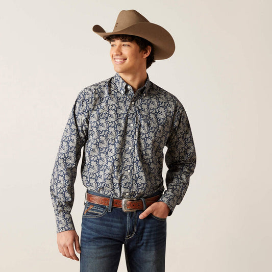  Ariat Men's Kohen Blue & Grey Paisley Shirt