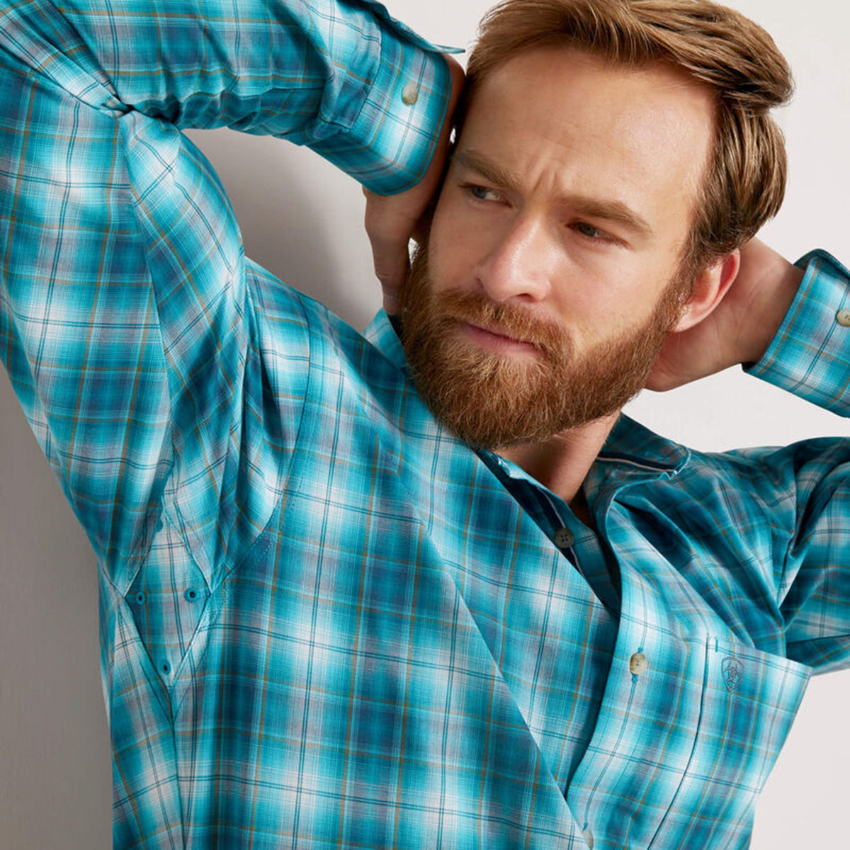  Ariat Men's Blue/White Plaid Shirt