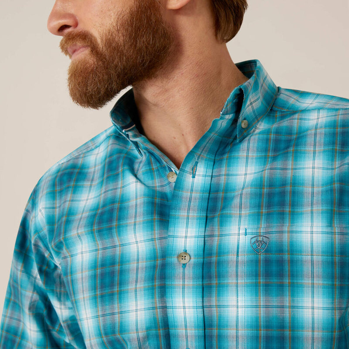  Ariat Men's Blue/White Plaid Shirt