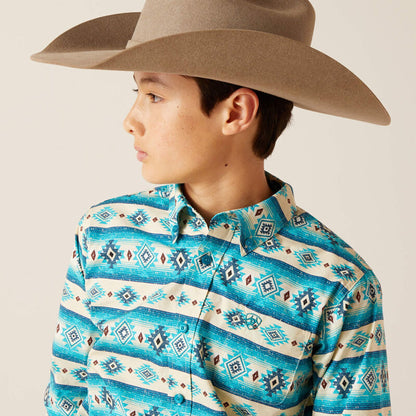  Ariat Boy's Turquoise Sandshell Aztec Shirt