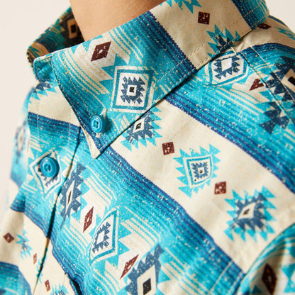  Ariat Boy's Turquoise Sandshell Aztec Shirt