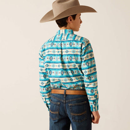  Ariat Boy's Turquoise Sandshell Aztec Shirt
