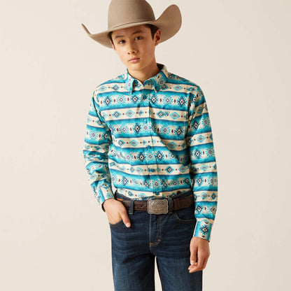  Ariat Boy's Turquoise Sandshell Aztec Shirt
