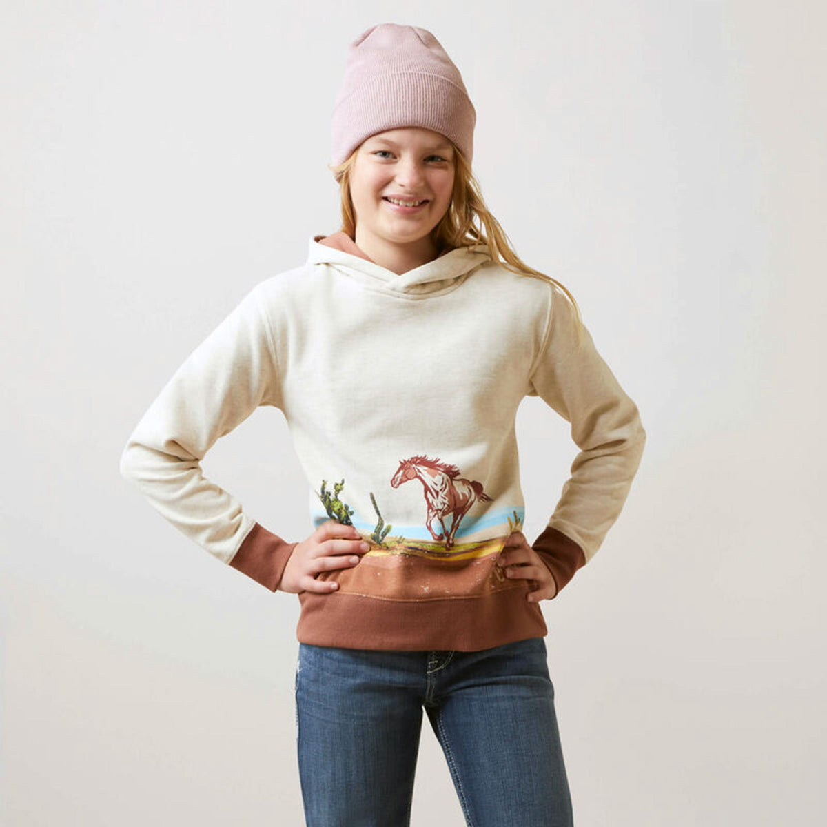  Ariat Girl's Oat Horse Hoodie