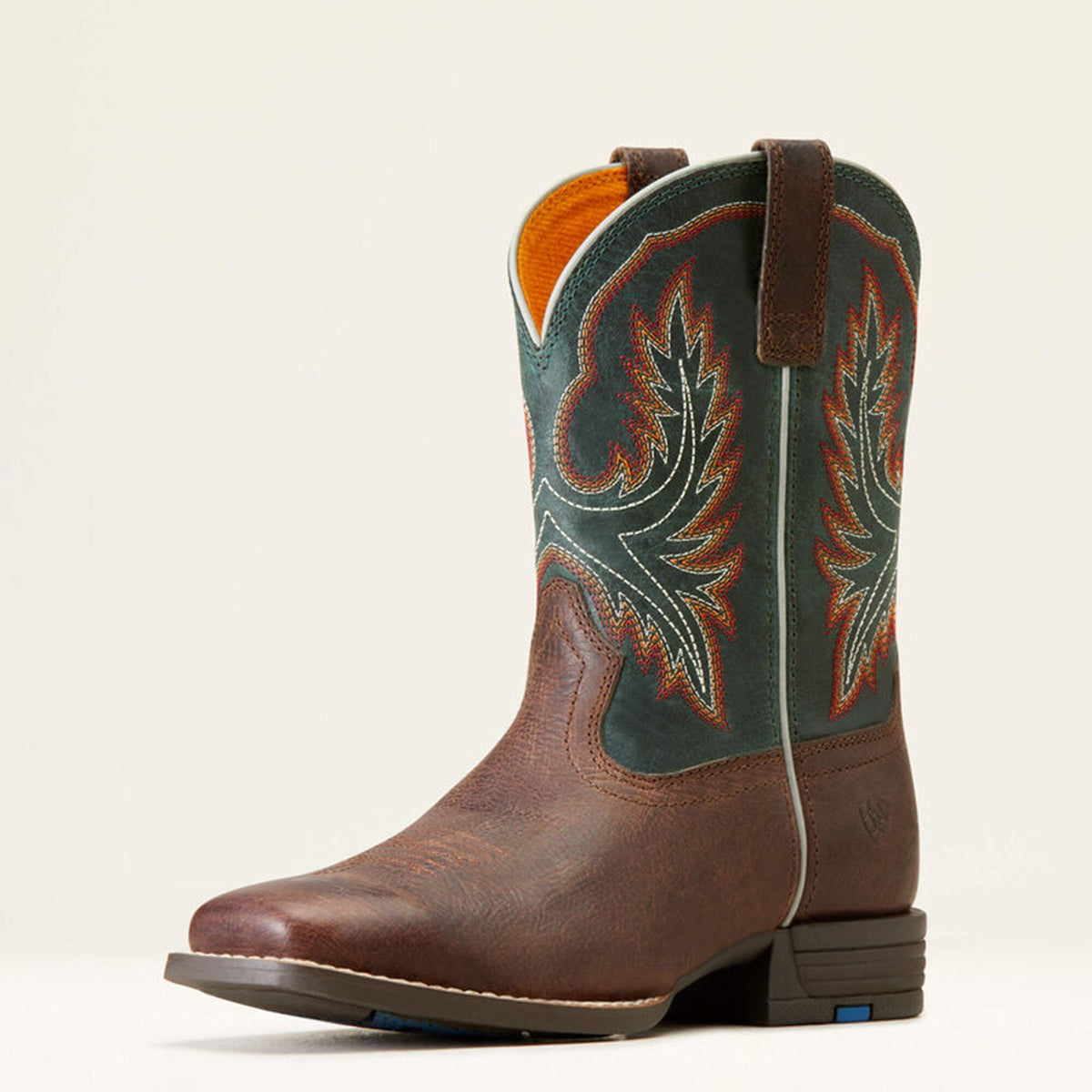  Ariat Kid's Brown & Teal Wilder Square Toe