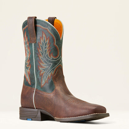  Ariat Kid's Brown & Teal Wilder Square Toe