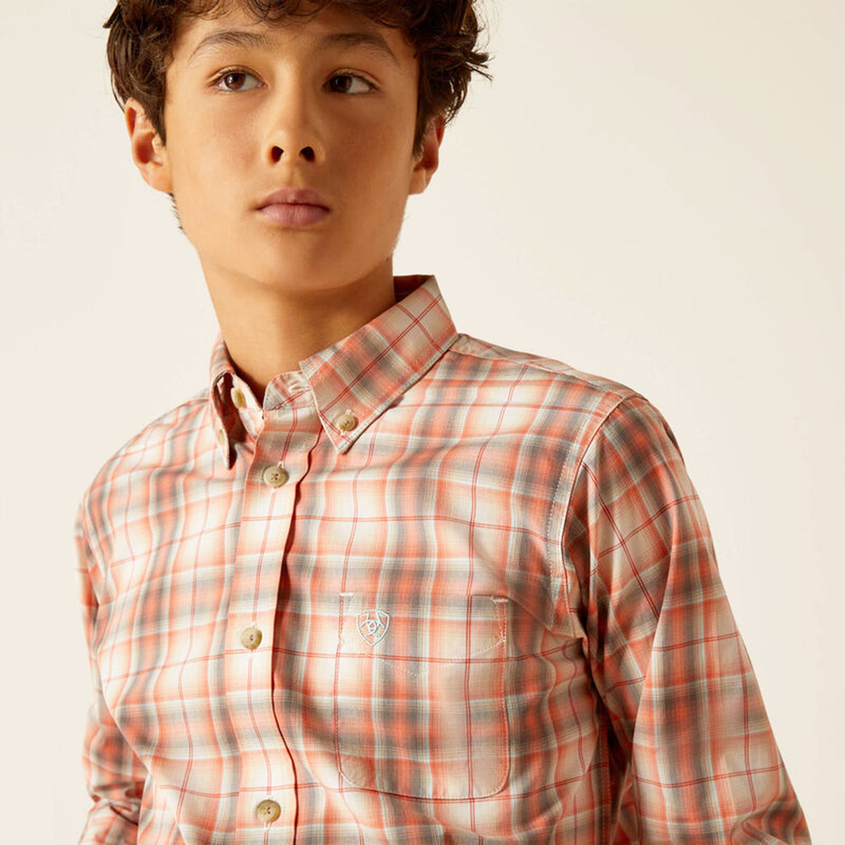  Ariat Boys Coral Plaid Long Sleeve