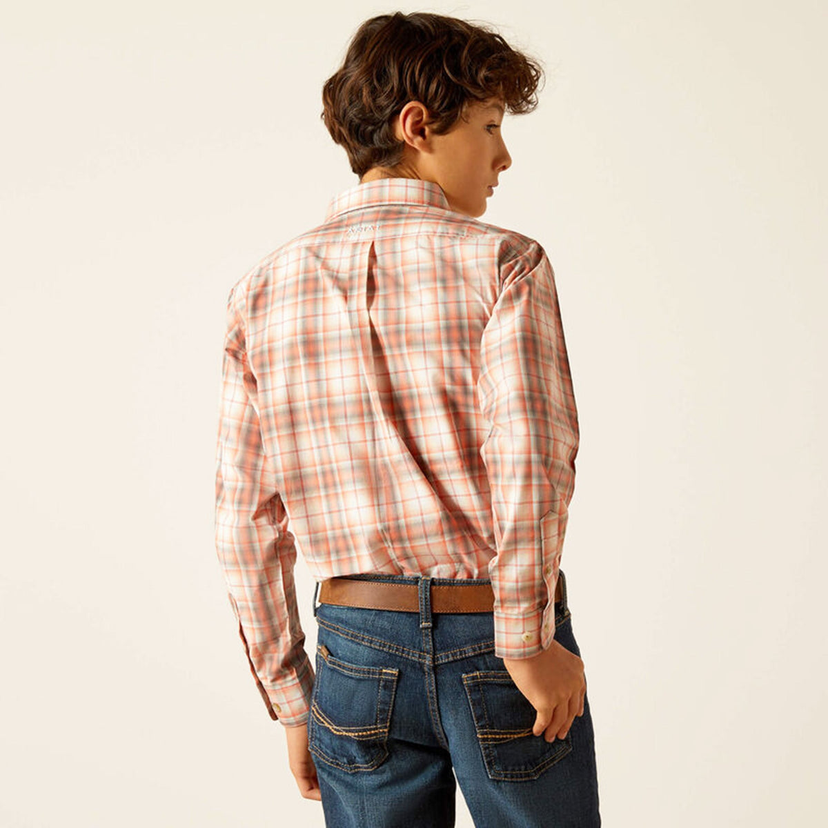  Ariat Boys Coral Plaid Long Sleeve