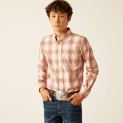  Ariat Boys Coral Plaid Long Sleeve