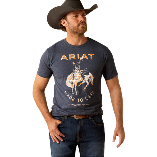  Ariat Men's Navy Made To Last Bronco Tee