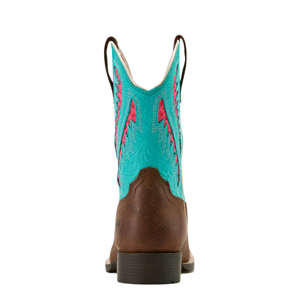  Ariat Kid's Clay & Turquoise Ventek Square Toe Boots
