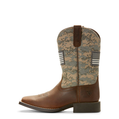  Ariat Kid's Sage And Brown Camo Patriot Square Toe Boot