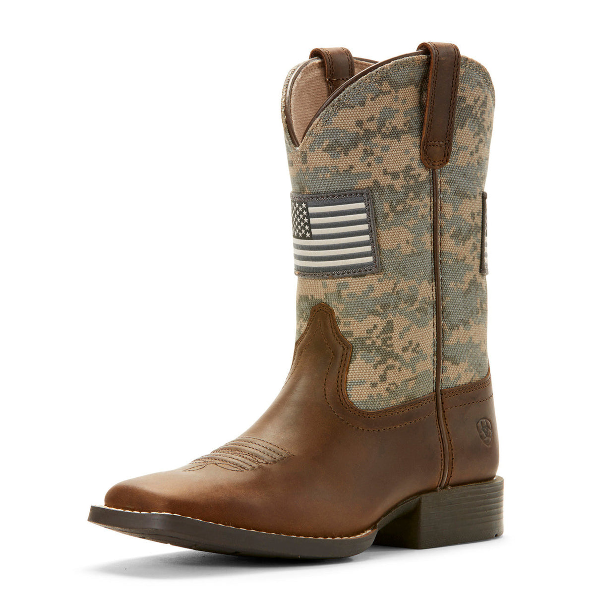  Ariat Kid's Sage And Brown Camo Patriot Square Toe Boot