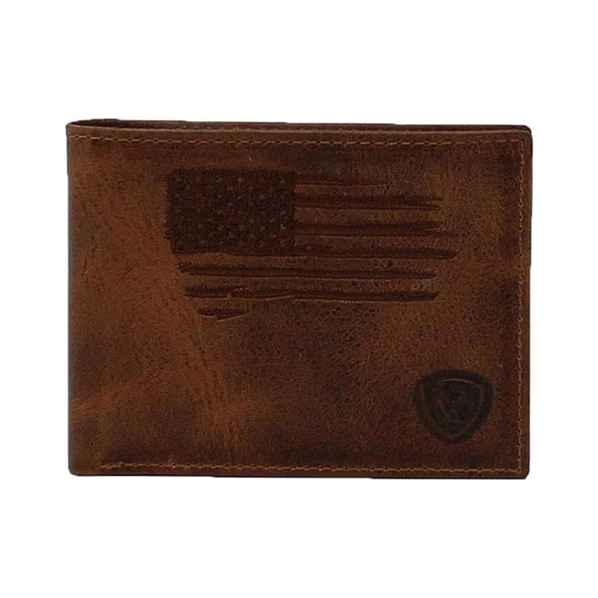  Ariat Men's Distressed Shield/USA Flag Bifold