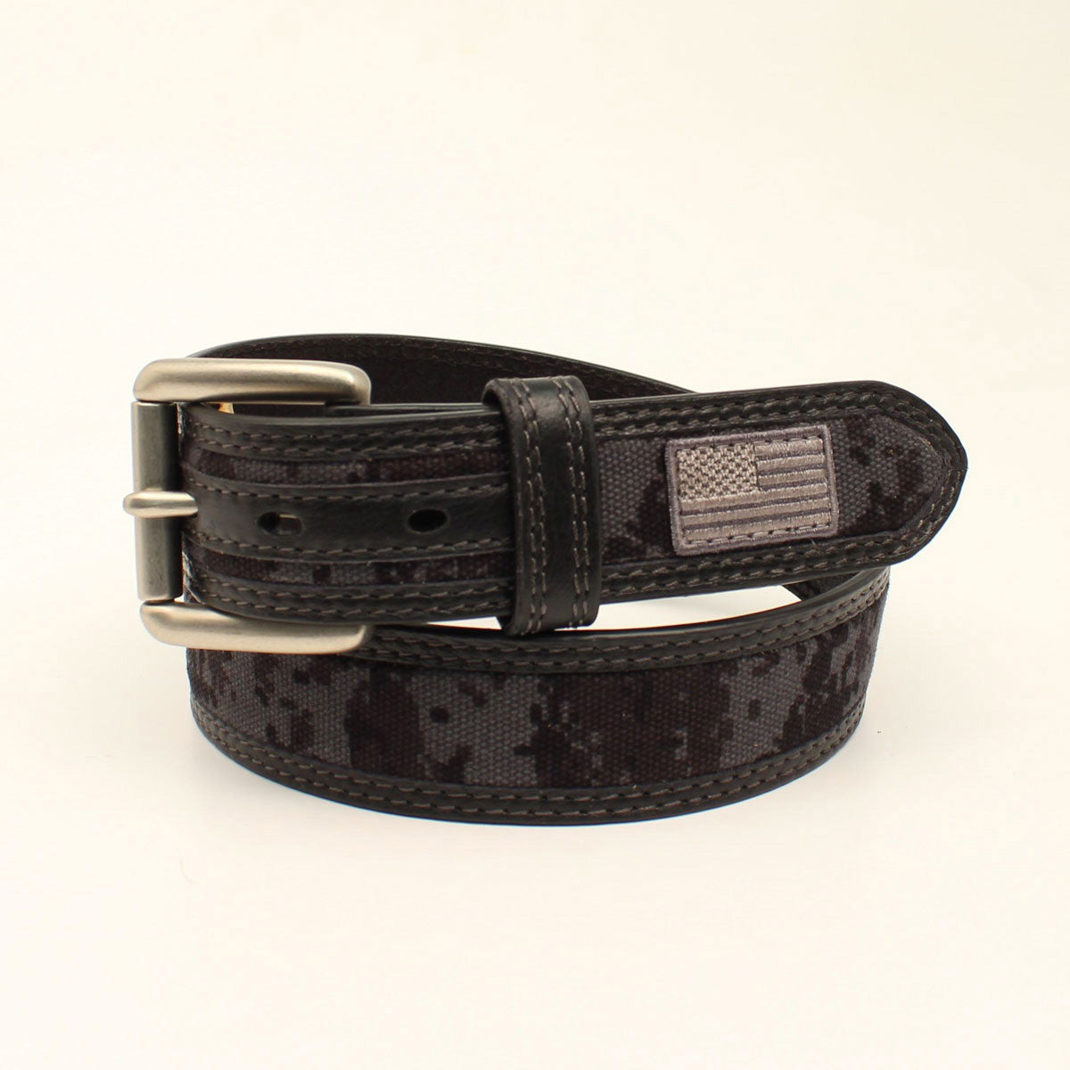  Ariat Men's Black Digital Camo USA Flag Belt