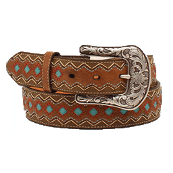  Ariat Women's Brown And Turquoise Diamond Inlay Belt