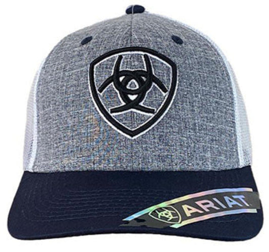  Ariat Men's Grey And Navy Embroidered Cap