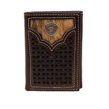  Ariat Tri-fold Calf Hair Logo Brown