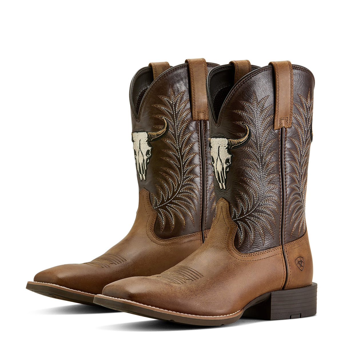  Ariat Men's Sport Steer Skull Wide Square Toe Cowboy Boot