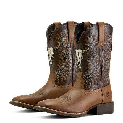 Ariat Men's Sport Steer Skull Wide Square Toe Cowboy Boot