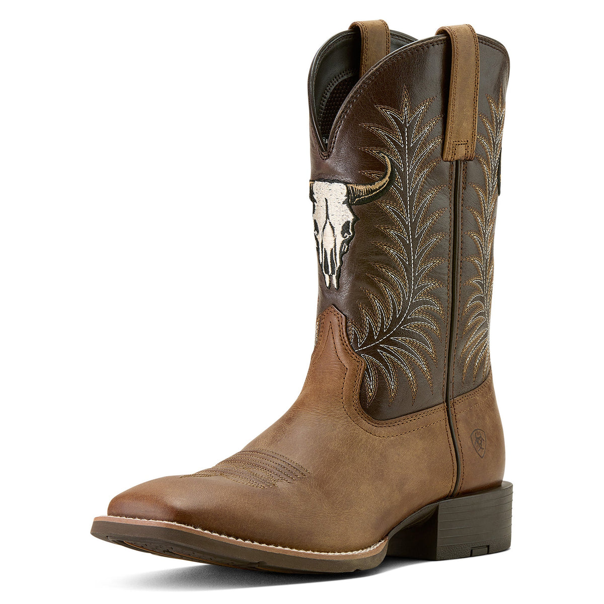  Ariat Men's Sport Steer Skull Wide Square Toe Cowboy Boot