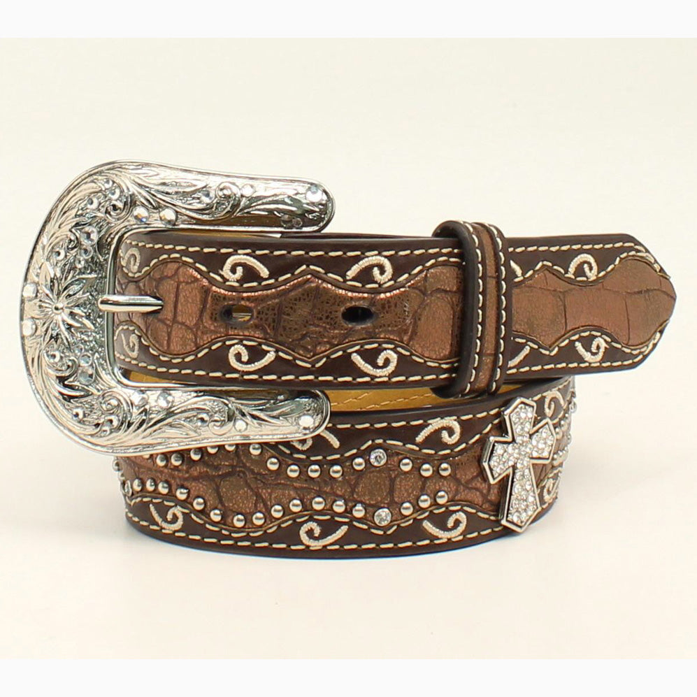  Ariat Girl's Brown Cross Fashion Belt