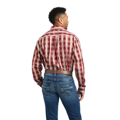 Ariat Men's Kayden Red Striped Long Sleeve Shirt