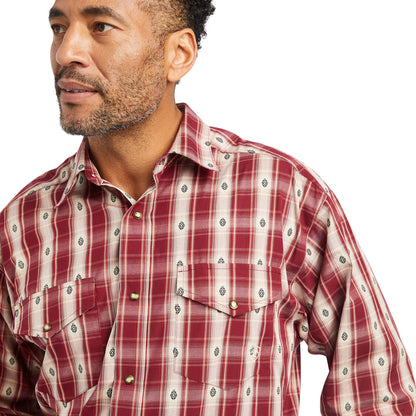 Ariat Men's Kayden Red Striped Long Sleeve Shirt