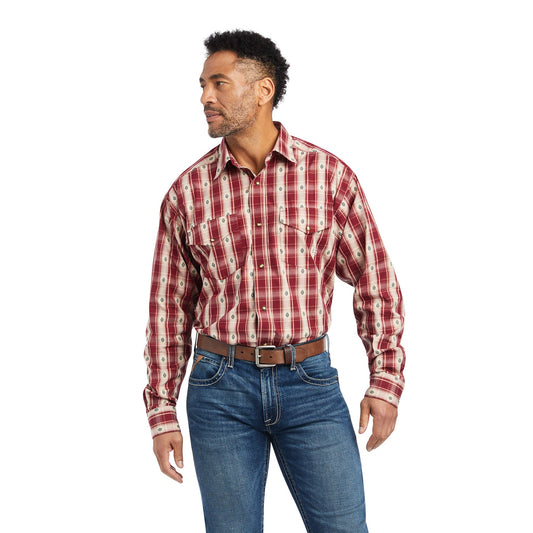  Ariat Men's Kayden Red Striped Long Sleeve Shirt