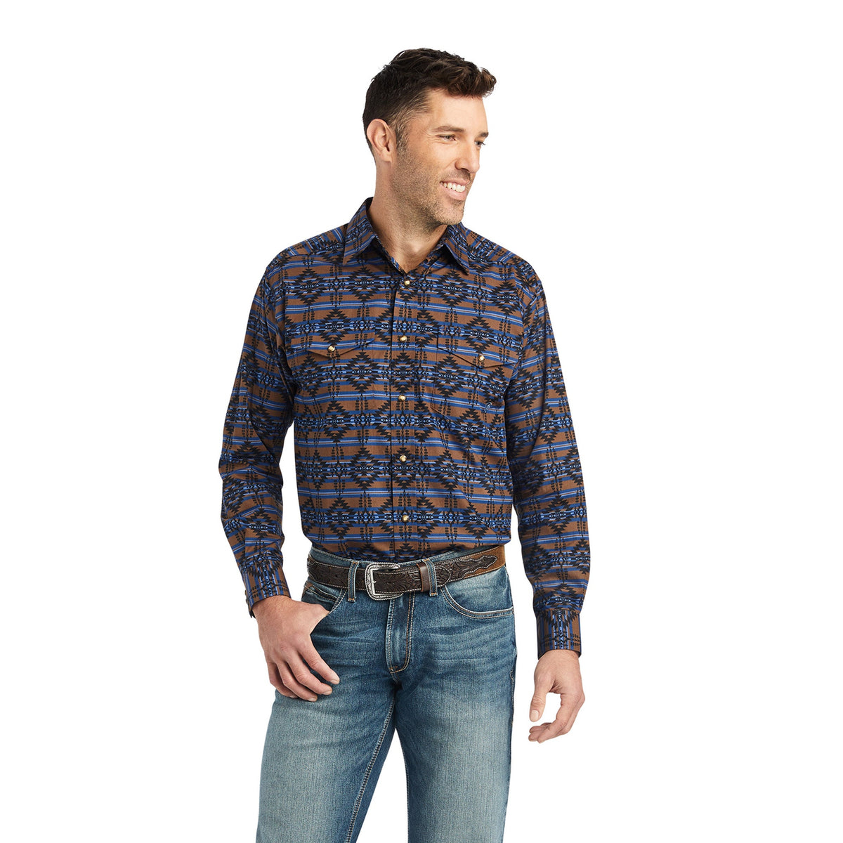  Ariat Men's Giannis Blue Southwest Long Sleeve Shirt