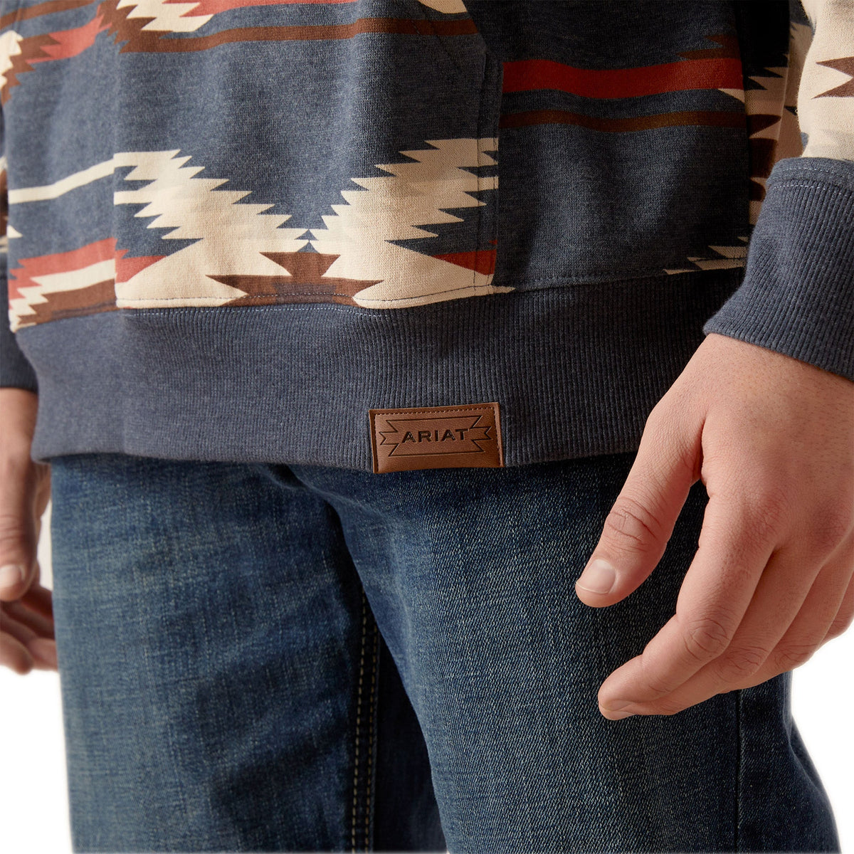  Ariat Men's Navy & Cream Aztec Hoodie