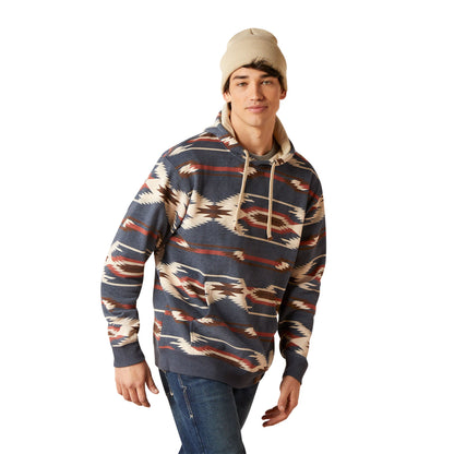  Ariat Men's Navy & Cream Aztec Hoodie
