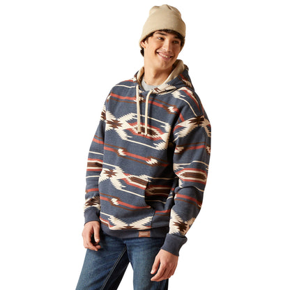  Ariat Men's Navy & Cream Aztec Hoodie