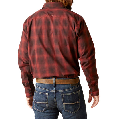  Ariat Men's Stenson Red & Black Snap Shirt