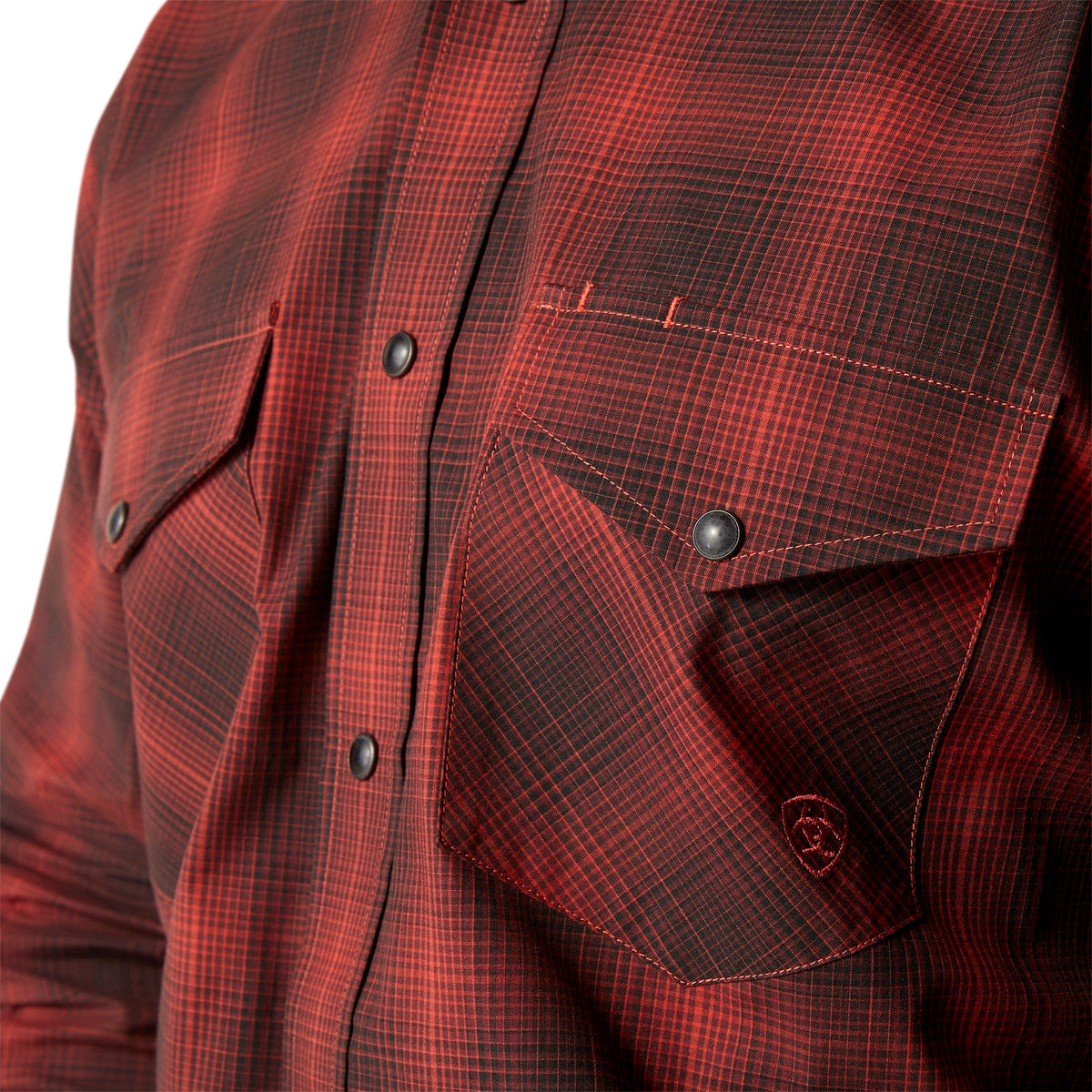  Ariat Men's Stenson Red & Black Snap Shirt